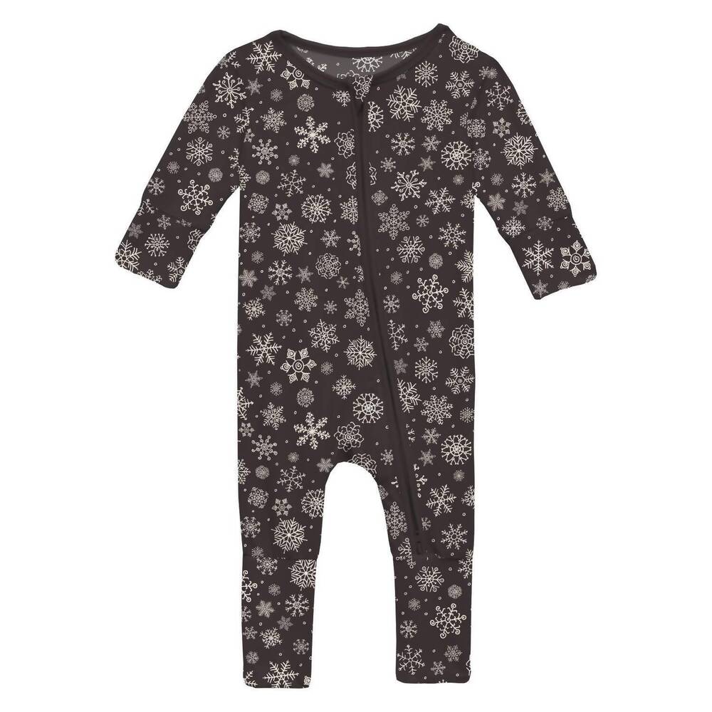 NEW KICKEE boy's convertible coverall in chalkboard snowflakes